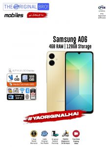 Samsung A06 - 4GB RAM - 128GB Storage - Gold - Easy Monthly Installments - PTA Approved - 1 Year Brand Warranty - The Original Bro Mobiles - TOB73